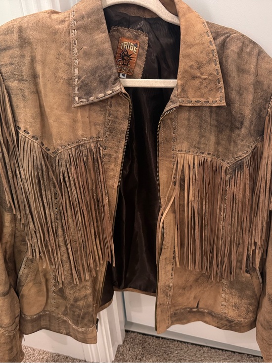 Jackets & Blazers - Western Fringe Suede Jacket - Brown